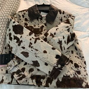 Avec Les Filles Cow Print Jacket with Brown and Black